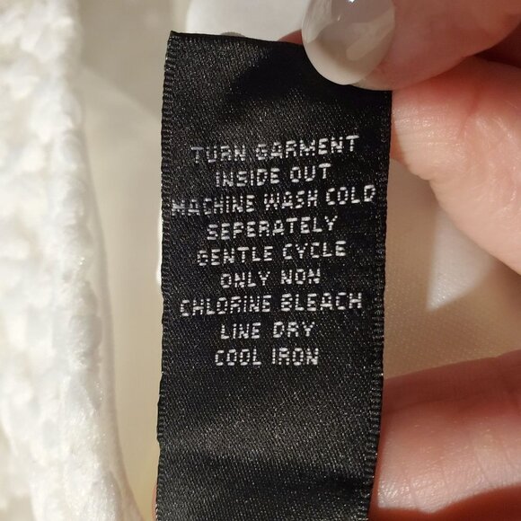 Jill Stuart Embroidered White Lace Shirt with Ruffle Sleeves Women's Large - Picture 10 of 10